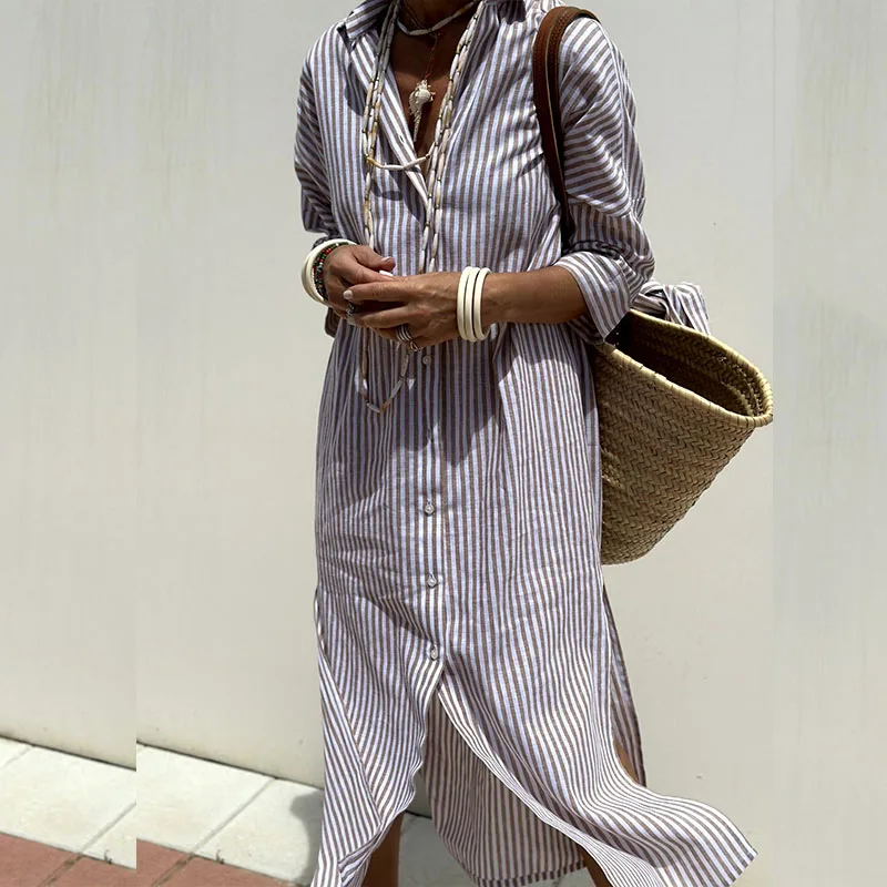 TRIXIE™ - Elegant Striped Shirt Dress