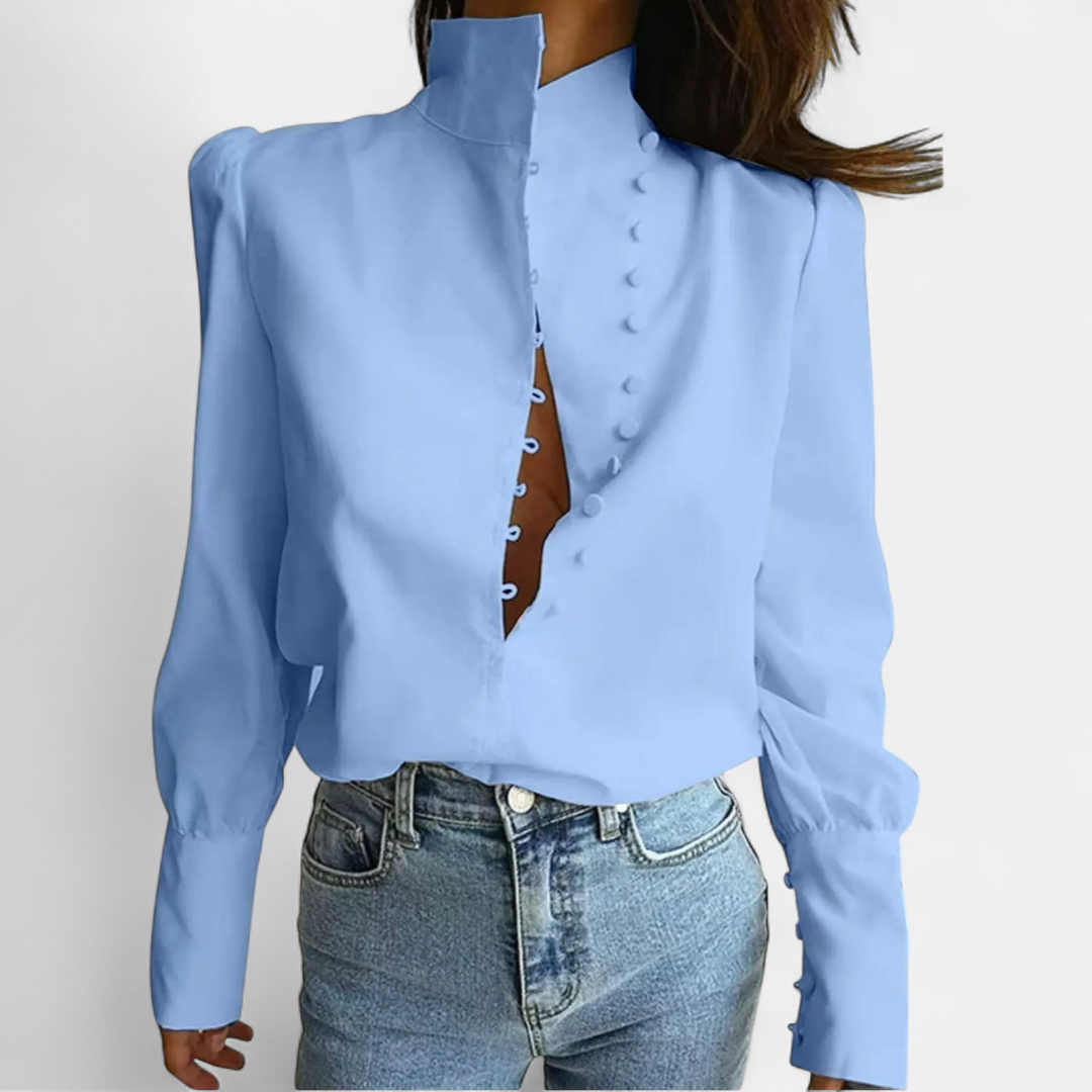 CADEN™ – Relaxed Cotton Button-Front Blouse