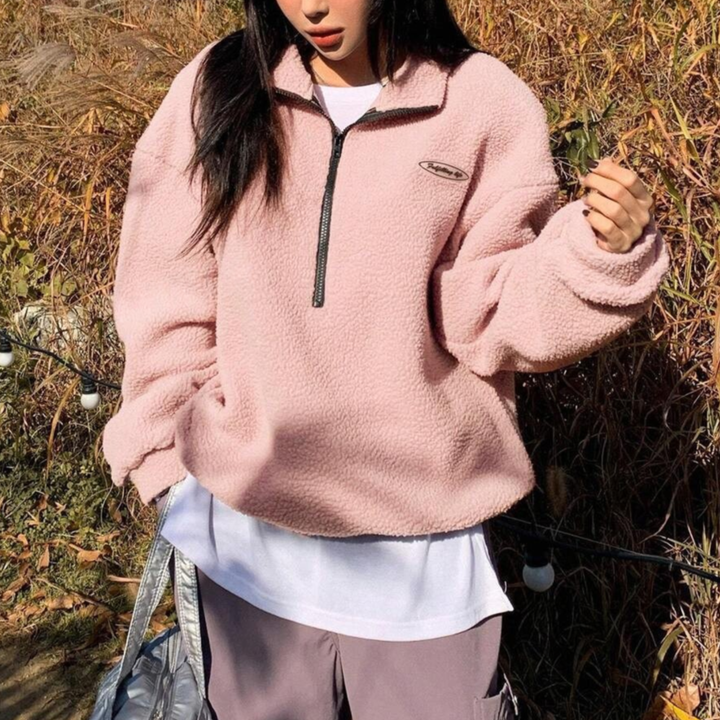 AVALANNA™ - Comfy Fuzzy Half Zip Long Sleeve Sweatshirt