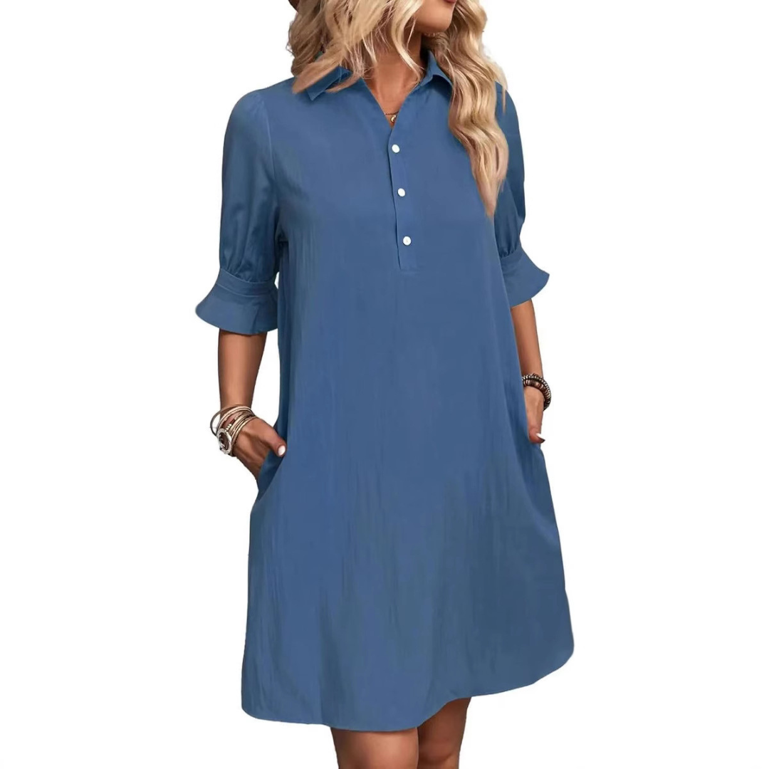 FRANCHESCA™ - Casual Button Down Shirt Dress