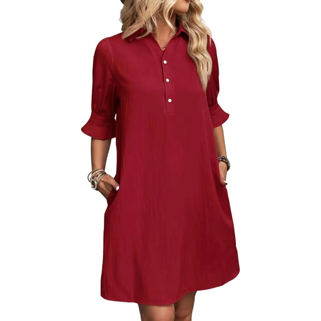 FRANCHESCA™ - Casual Button Down Shirt Dress