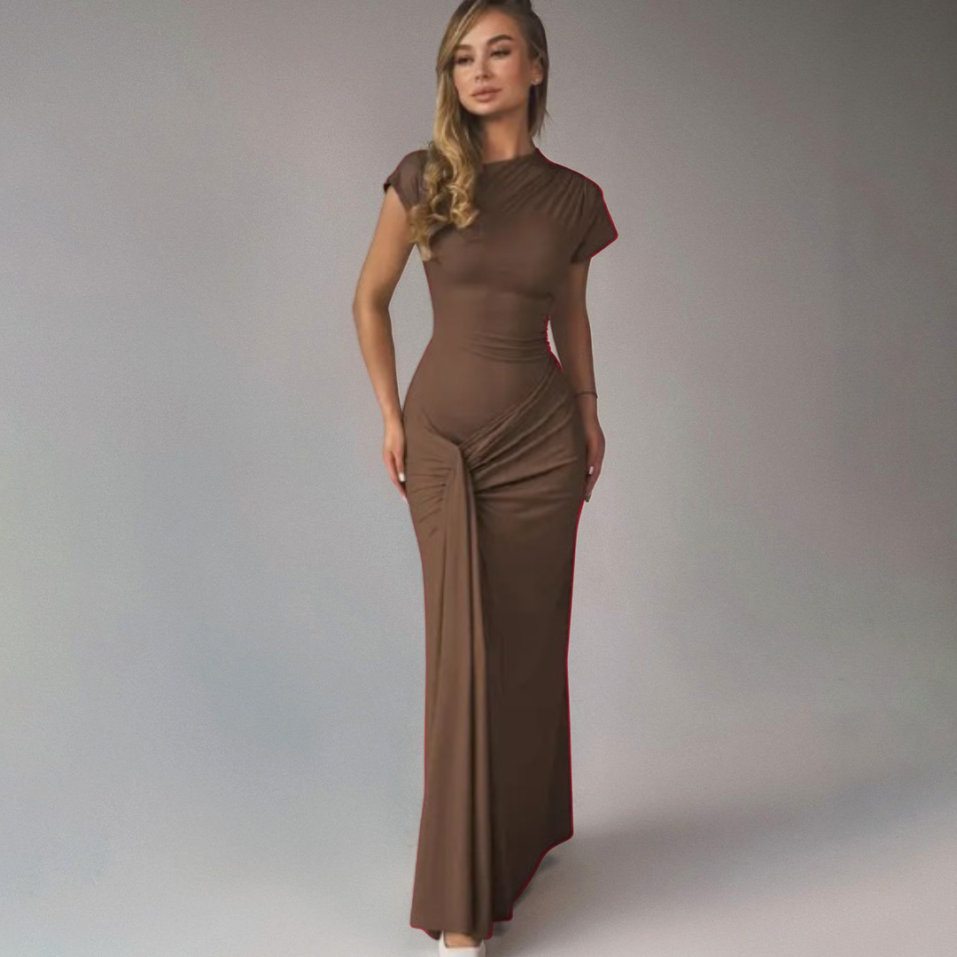 MIRIAM™ – Elegant Wrap Ruched Bodycon Formal Dress