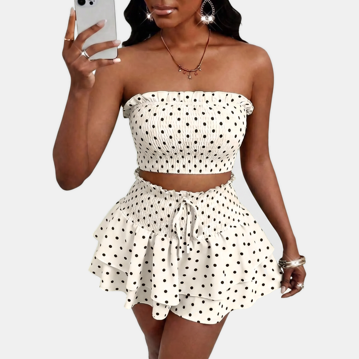 Women's Butterfly Tie Halter Neck Tank Top and Mini Skirt Set