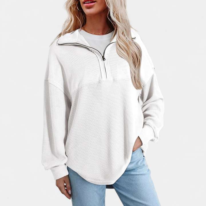 KENSEY™ – Relaxed Waffle Knit Pullover Top
