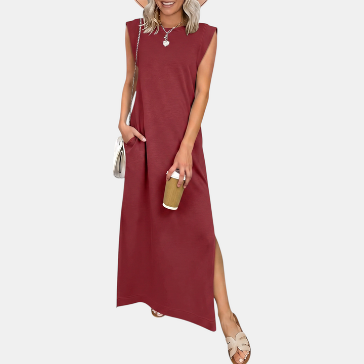 Women's Sleeveless Loose Fit Split Hem Maxi Sundress