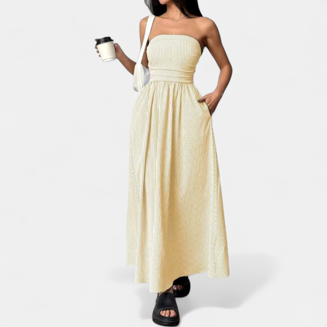 NEVADA™ – Striped Strapless Pocket Maxi Dress