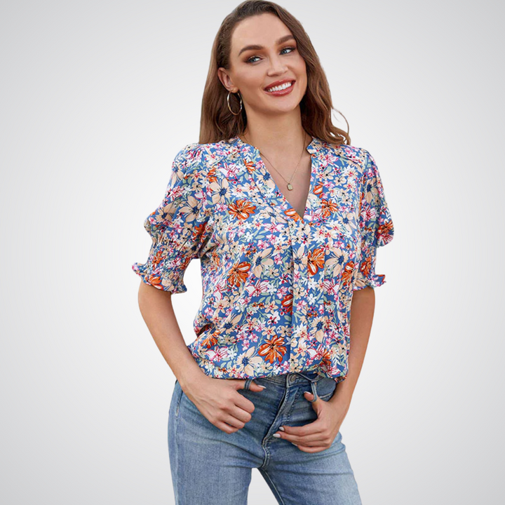 MONICA™ – Chic V-Neck Blouse