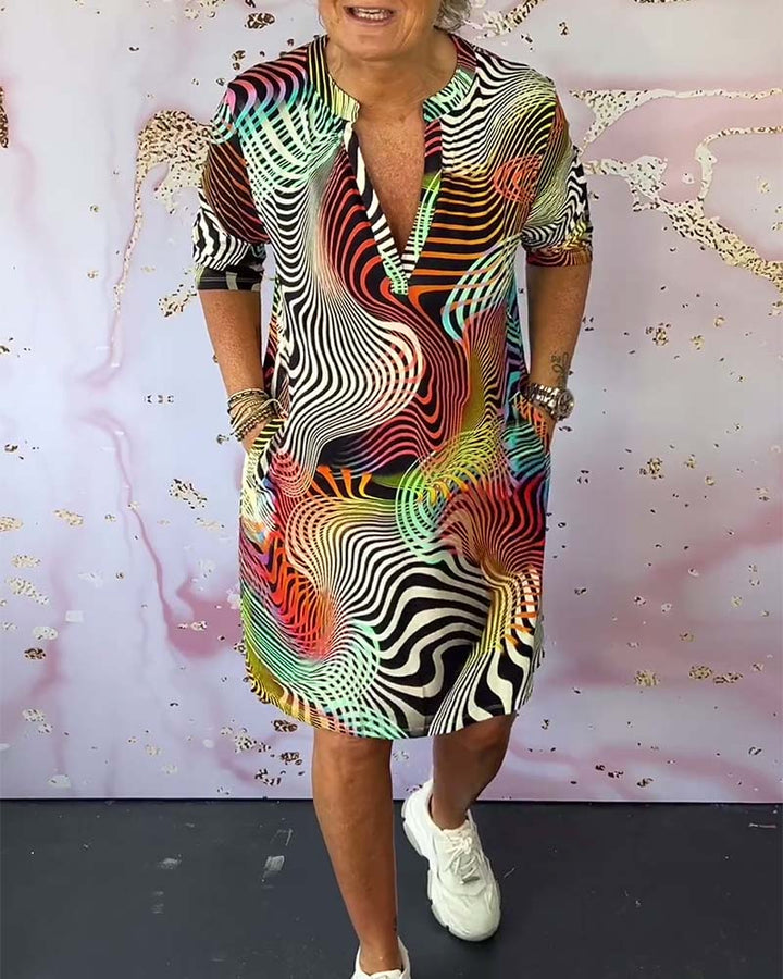 MARI™ - Colorful V-Neck Dress