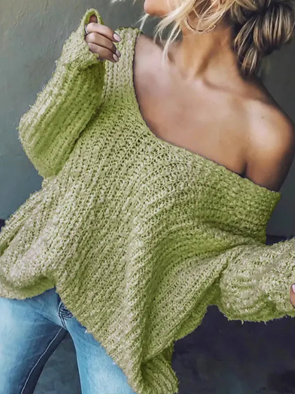 TELIKA™ - Comfy Drop Shoulder Long Sleeve Sweater