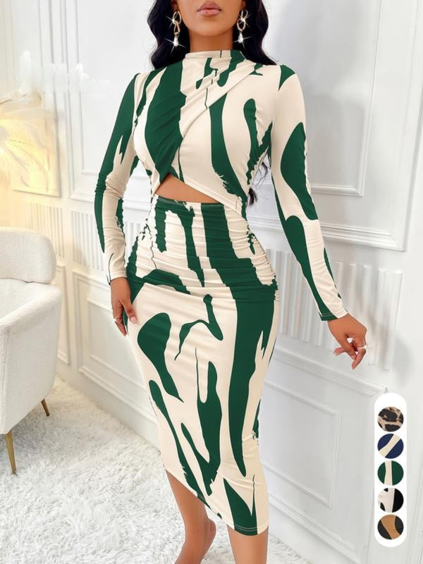 ARA™ - Colorblock Print Cut-Out Bodycon Dress for Spring & Fall